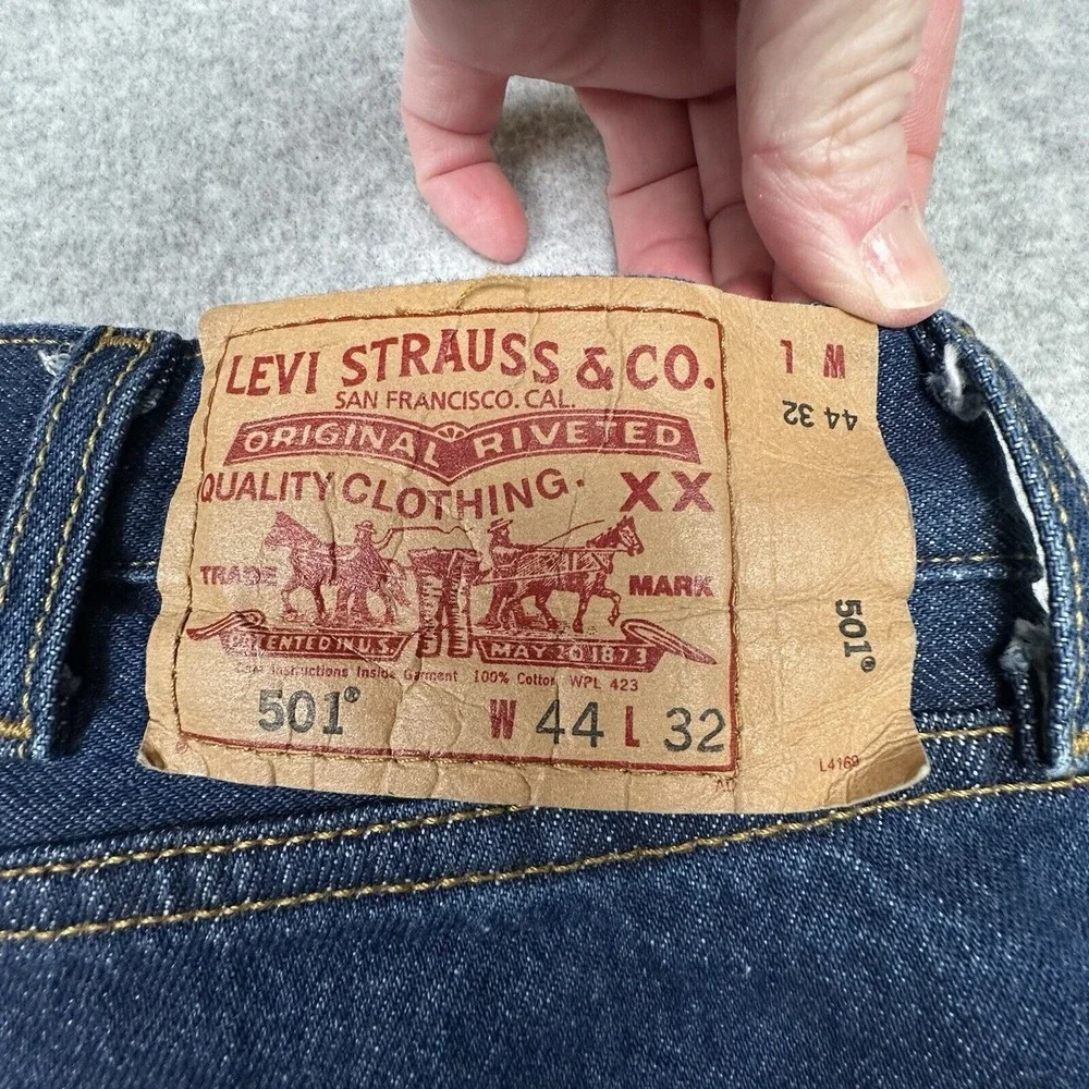 Levis Original 501 Jeans Mens‎ 40x29 Button Fly Blue Denim Straight Leg Y2K 2009